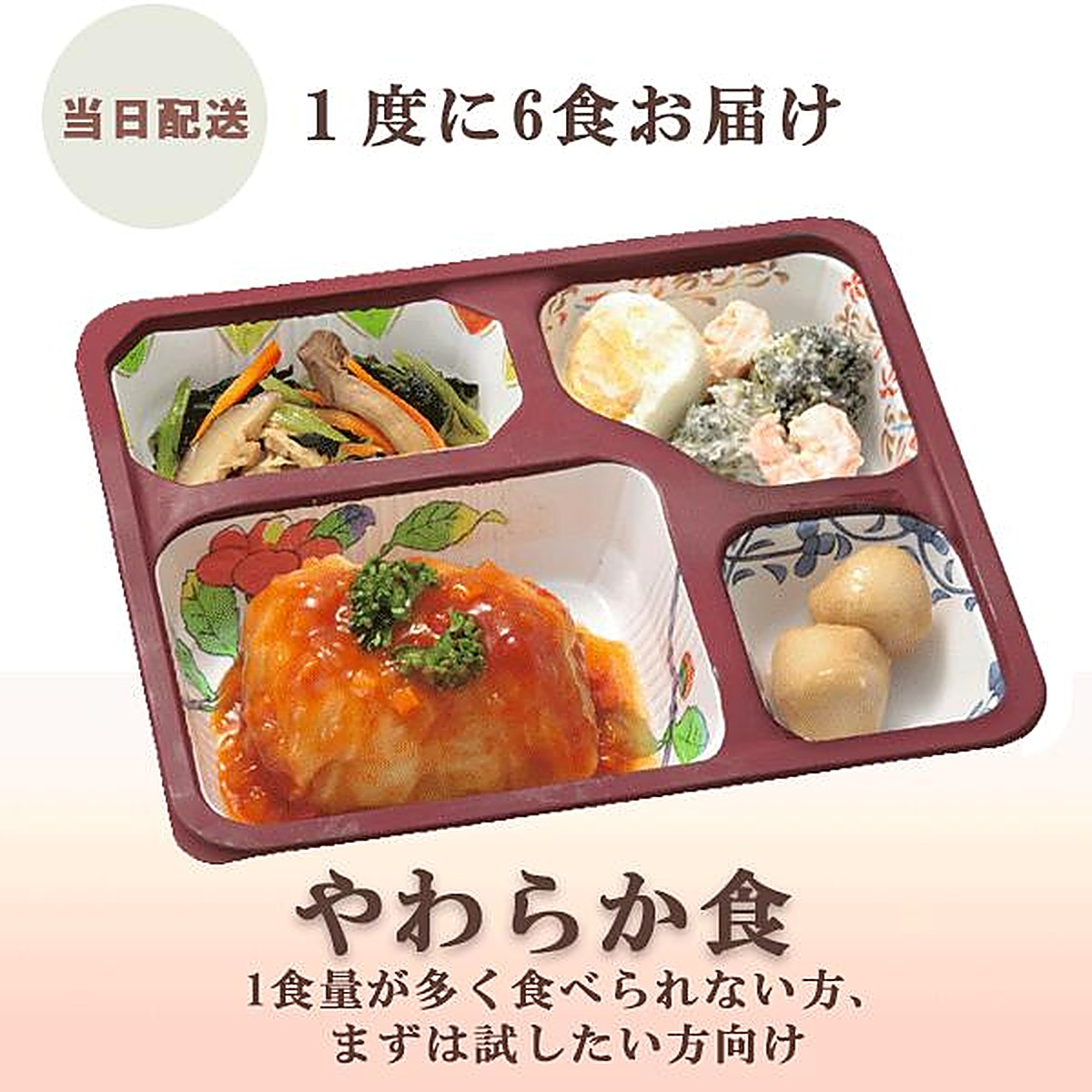 MFSやわらか食 お試し6食セットの盛り付けイメージ