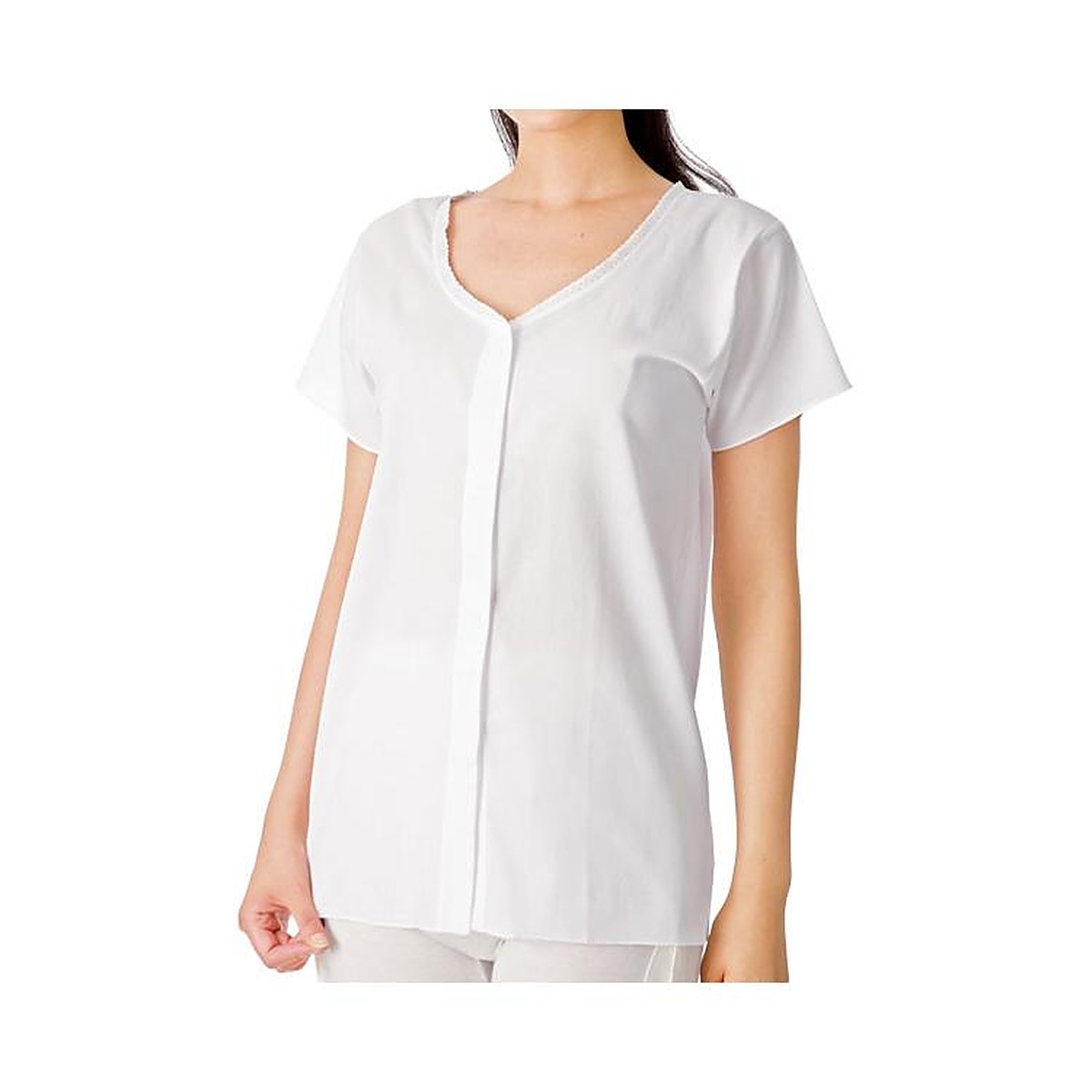 下着(上半身) インナー ワンタッチ肌着 前開き半袖 婦人用 / CH-3 M ホワイト